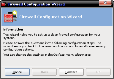 Firewall Wizard : welcome screen