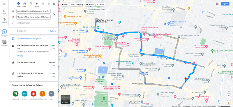 File:Directions from Fairfield by Marriott Kathmandu to Softwarica College.png