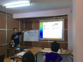Yan Naing Myint demonstrating about Installation of Fedora in Fedora 23 Release in Myanmar